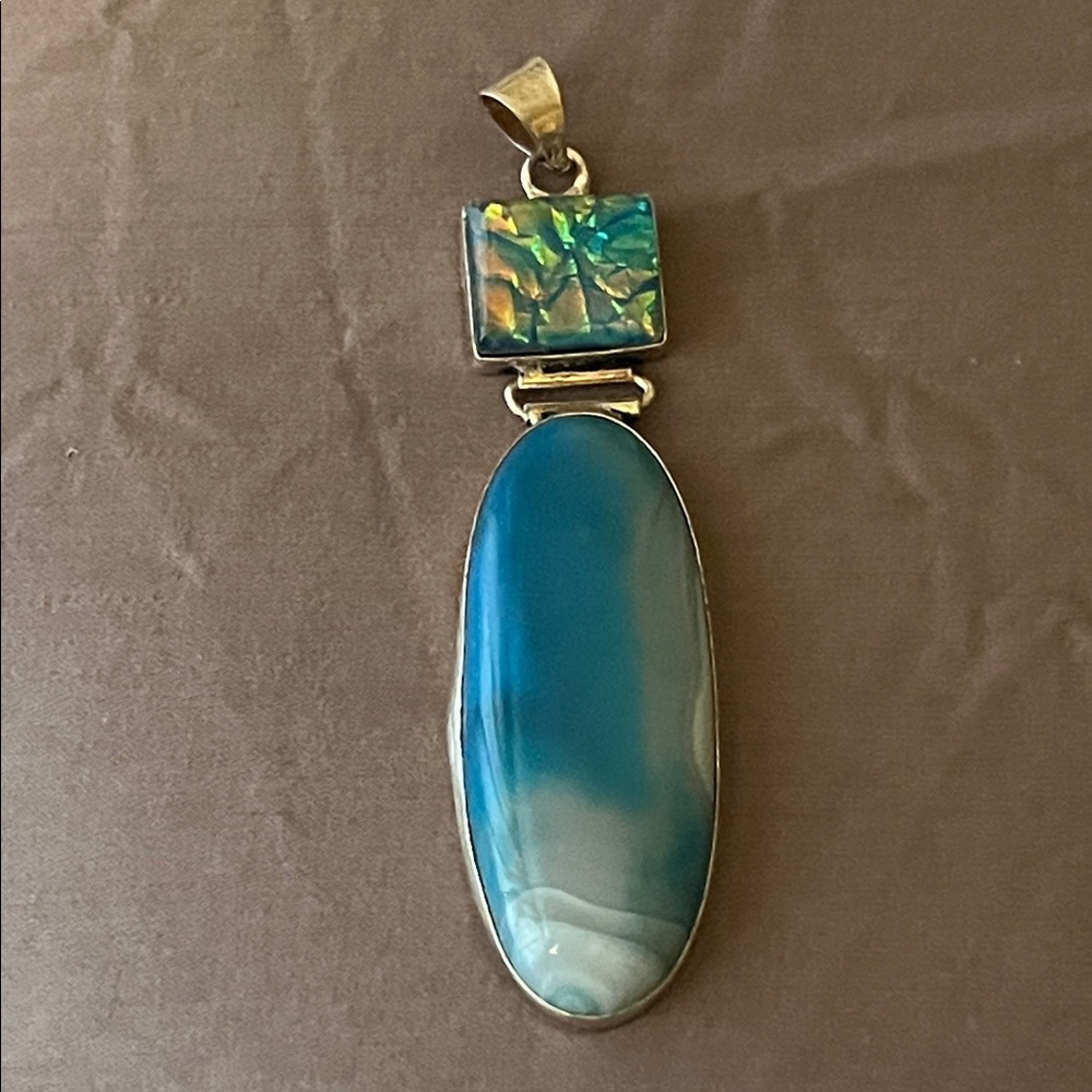 Blue and Silver Pendant Necklace